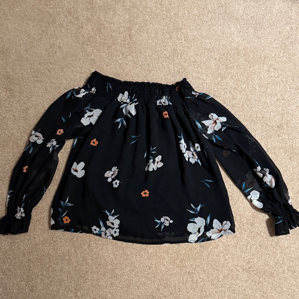 Dynamite Black Floral Off-Shoulder Blouse